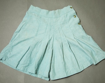 Década de 1930 - Década de 1940 Pantalones cortos de pierna ancha plisados de jean ligero - Extra pequeño