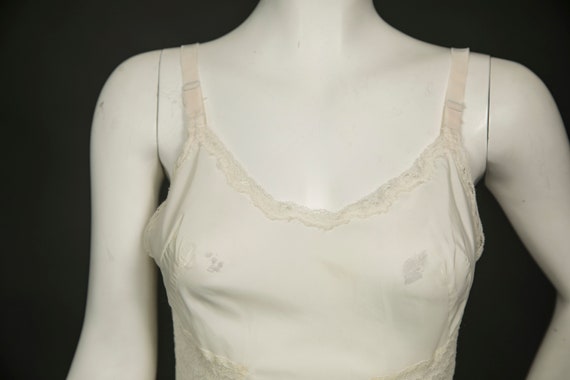 1950s Barbizon Tafredda White Slip w Lace - Small - image 5