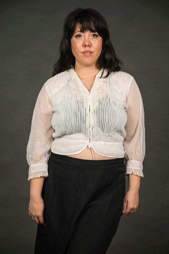 1950s Black Top with Sheer Collar