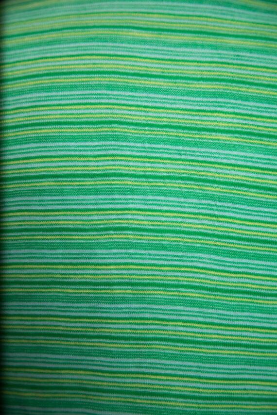 1970s Fine Knit Green Stripped T-shirt  - Medium - image 8