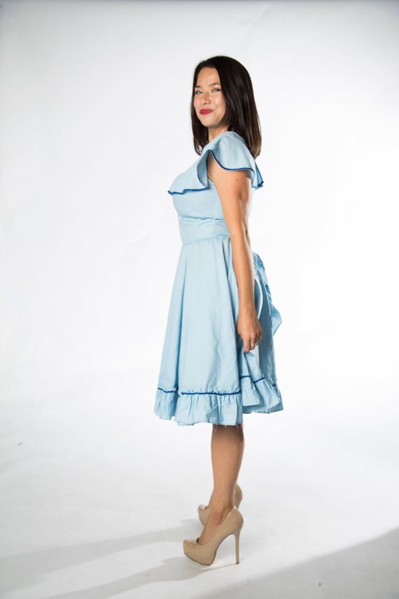 Fun 1960s Baby Blue Country Line dance dress with… - image 5