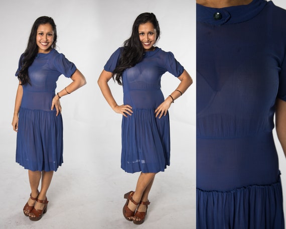 Amazing 1920s Blue Sheer Drop Waist Dress - Medium - Etsy