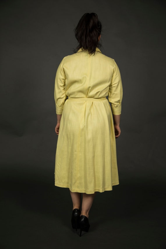 New 1950s Koret of California Neon Yellow Linen D… - image 7