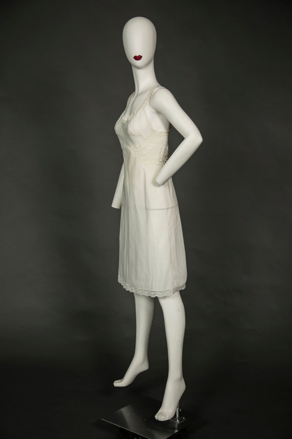 1950s Barbizon Tafredda White Slip w Lace - Small - image 7