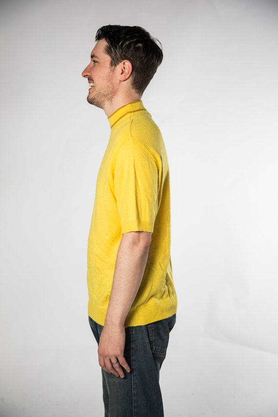 1960s Mens Yellow Semi Sheer Short Sleeve Shirt