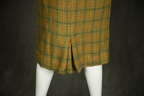 1960s Catalina Green Yellow Virgin Wool Skirt - E… - image 6