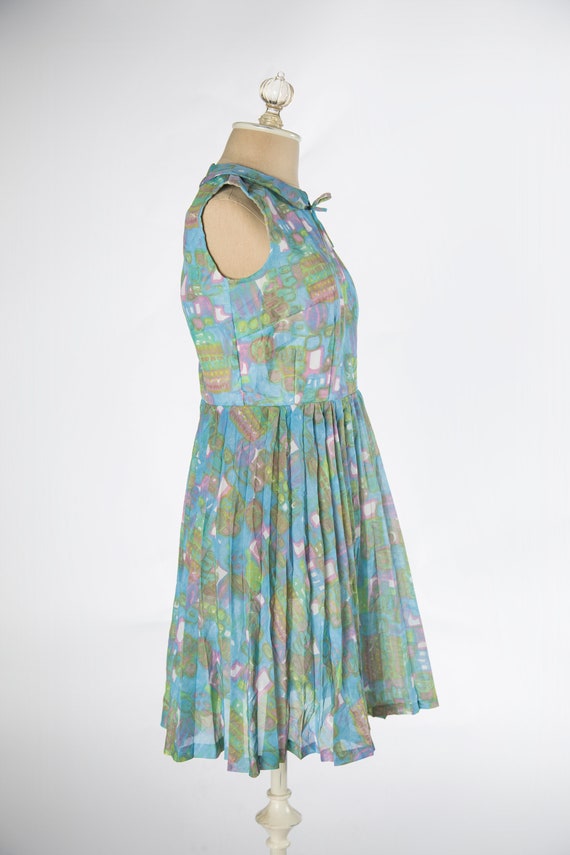 Fun 1960s Pastel Abstract Print Sleeveless Mini D… - image 5