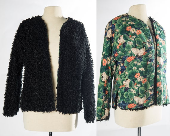 Fun 1970s Reversible Jacket Faux Fur and Novelty … - image 1