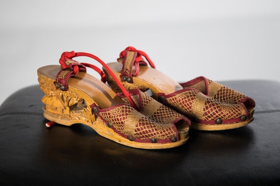1940s Hand Carved Wooden Heels Philippines Display