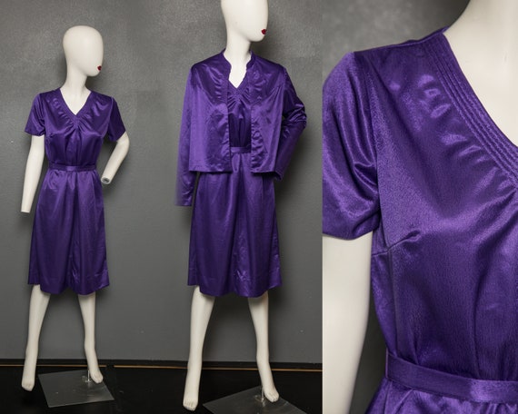 Lovely 1970s Disco Shinny Purple Dress, Union Mad… - image 1