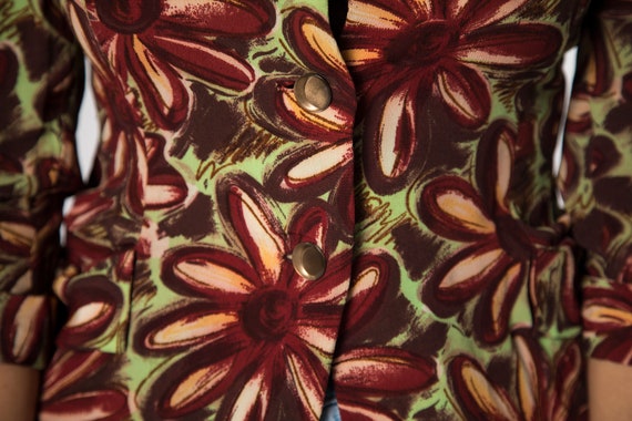 Beautiful 1940s Maroon and Green Floral Blazer - … - image 10