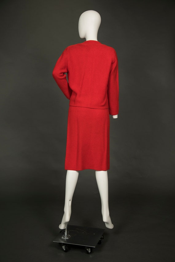 Gorgeous 1950s Toby Berman Red White 3 Piece Knit… - image 5