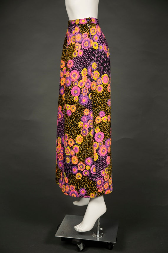 1960s Alex Coleman Neon Pink Purple Quilted Skirt… - image 5