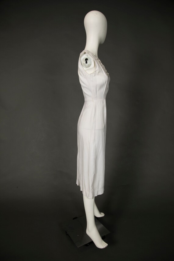 1940s - 1950s Reich White Dress w Orange Cropped … - image 9