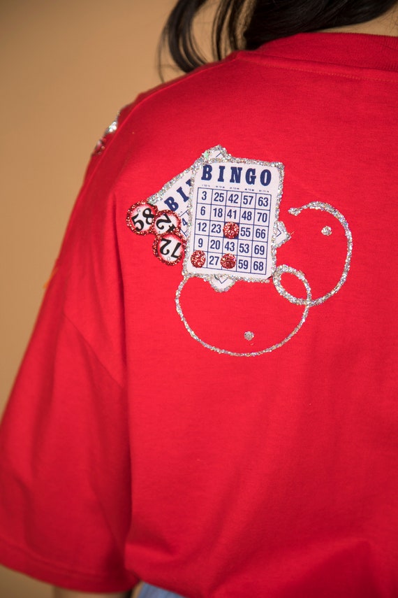 Fun 1990s Bingo Decorated Hanes Red T-shirt Unise… - image 7