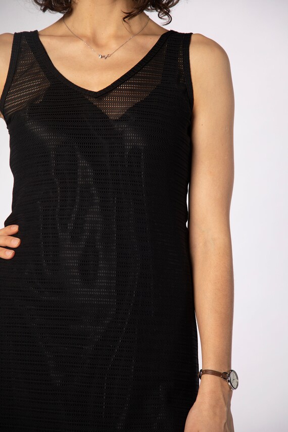 1990s La Bianca Black Mesh Swimsuit Cover Small Gem