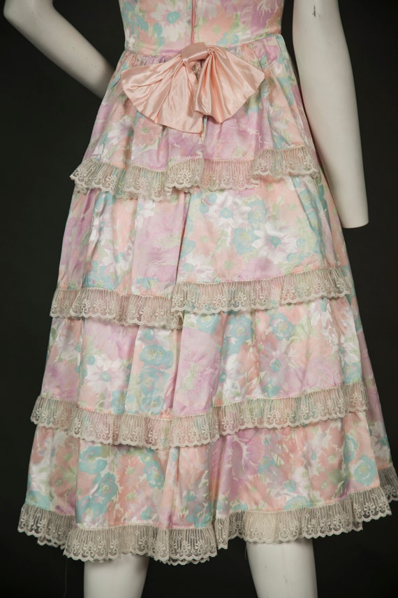 Adorable 1980s Pink Dress w White and Green Flora… - image 9