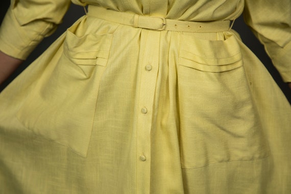 New 1950s Koret of California Neon Yellow Linen D… - image 9