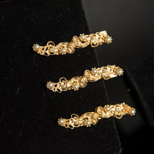 1950s Vassar Midcentury 3 Set of Metal Hair Clips Faux Pearls