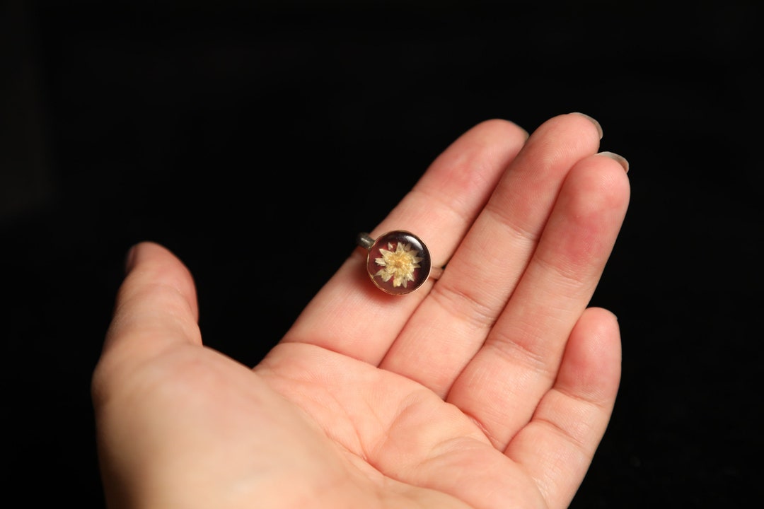 Deadstock 1970s Sterling Silver Size 7 Ring Brown Burgundy With