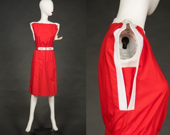 NWT 1970s - 1980s Sprouts by Vicky Vaughn Red Sleeveless Dress  - Small