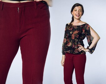 Jaren 1950 - 1960 H.I.S. voor haar rode kastanjebruine capribroek - pedaal pushers - skinny getailleerde capri sigarettenbroek - klein