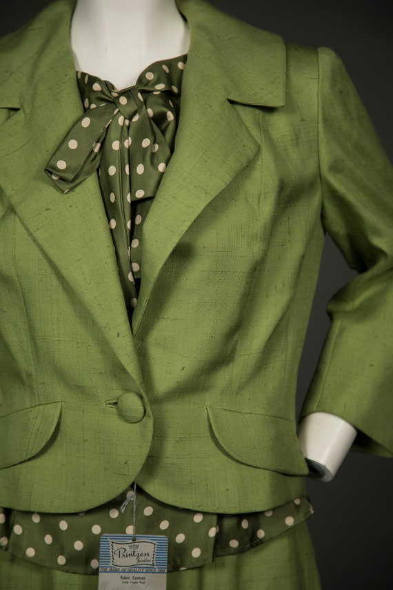 Amazing 1950s Rothmoor NWT 3 Piece Suit Green Sil… - image 3