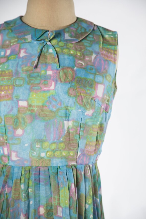 Fun 1960s Pastel Abstract Print Sleeveless Mini D… - image 3