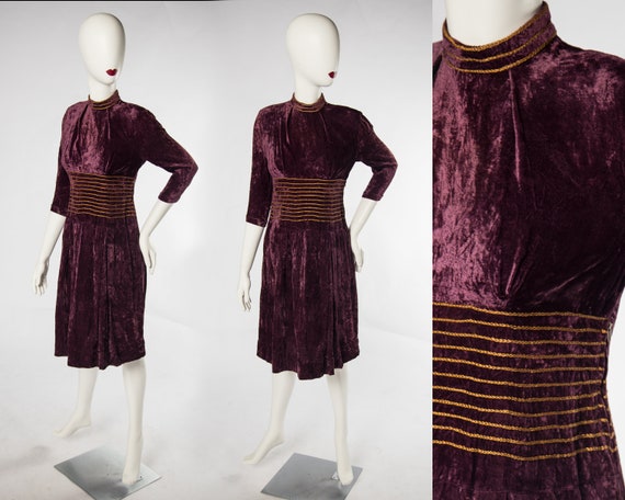 Stunning 1940s Purple Velvet  - Small - image 1