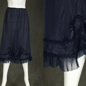 1950s Nan Flowers Half Slip Navy Blue Petticoat - Medium