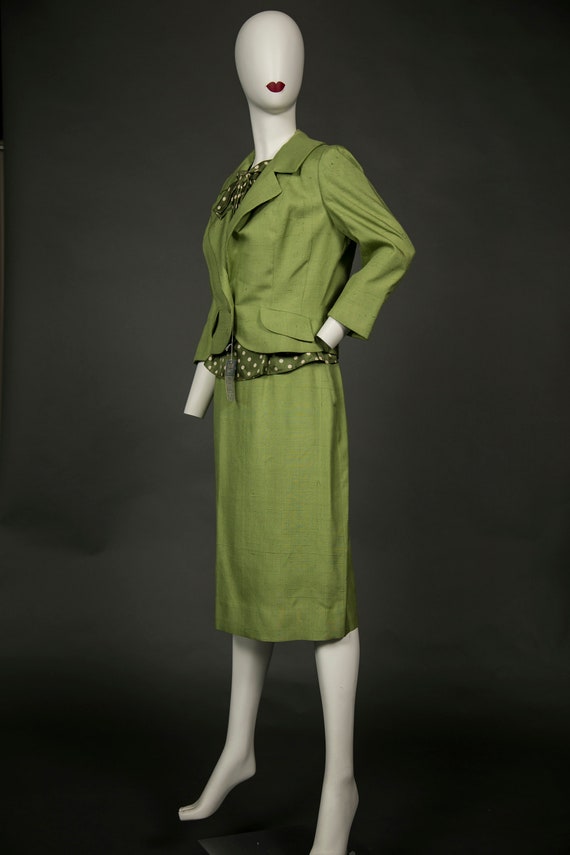 Amazing 1950s Rothmoor NWT 3 Piece Suit Green Sil… - image 5