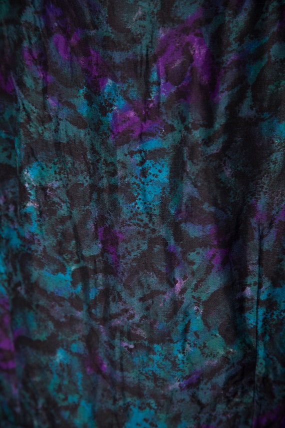 Artistic 1950s Silk Green Blue Purple Watercolor … - image 7