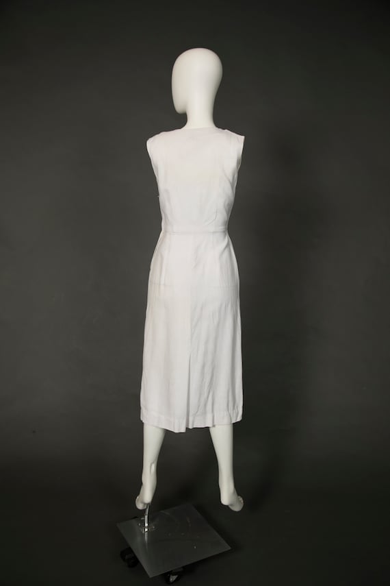 1940s - 1950s Reich White Dress w Orange Cropped … - image 8