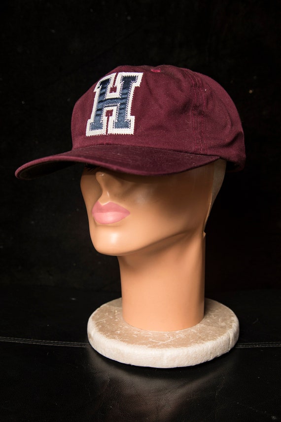 1990s Tommy Hilfiger "H" Hat Maroon Green Clip Clo