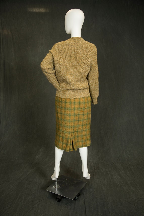 1960s Catalina Green Yellow Virgin Wool Skirt - E… - image 3