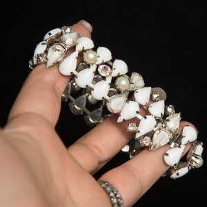 Kramer of NY White Clear Glass Drop Shape Bracelet
