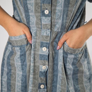 Fun 1950s Baby Blue Striped Novelty Print Rabbit Bunny Shirt Dress by Lynda Lou Medium Large image 9