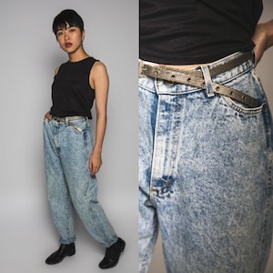 1980s Lee Jeans Taglia 13 Med 100% Cotone Acido lavaggio Mamma Jeans - Medio