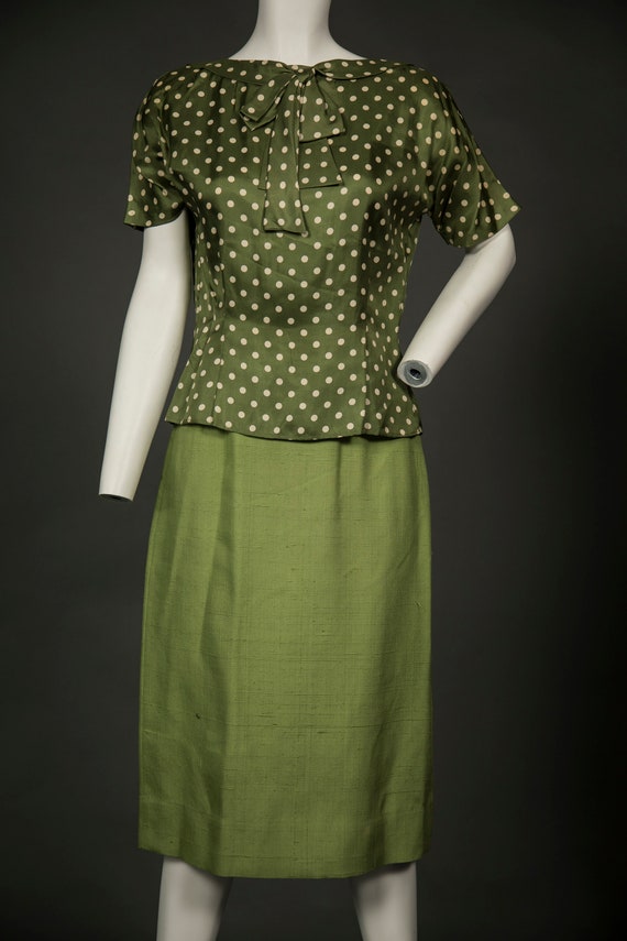 Amazing 1950s Rothmoor NWT 3 Piece Suit Green Sil… - image 9