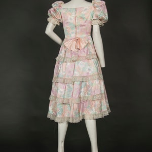 Adorable 1980s Pink Dress w White and Green Floral Print Small image 8