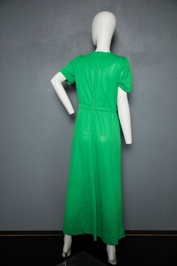 Fun 1970s Bright Green Maxi Dress Jacket Set Poly… - image 9