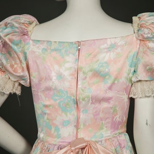 Adorable 1980s Pink Dress w White and Green Floral Print Small image 10