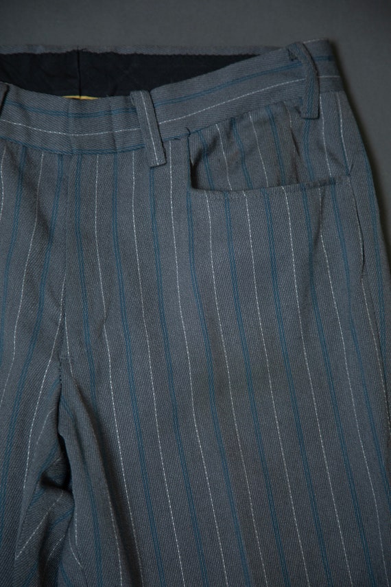 1970s McLean Gray Pants with Blue and White Strip… - image 7