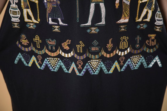 Unique 1980s Black T-shirt Dress w Puffy Egyptian… - image 8