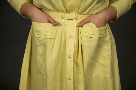 New 1950s Koret of California Neon Yellow Linen D… - image 10