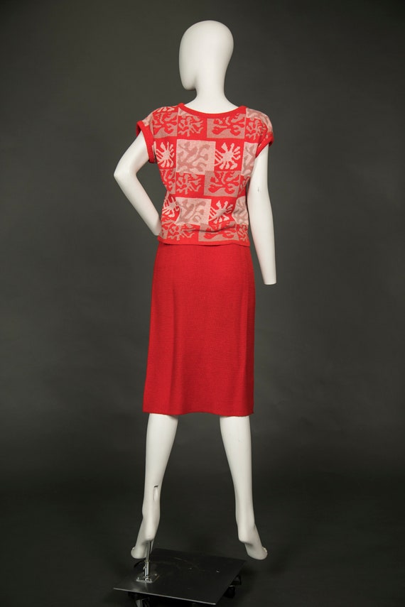Gorgeous 1950s Toby Berman Red White 3 Piece Knit… - image 6