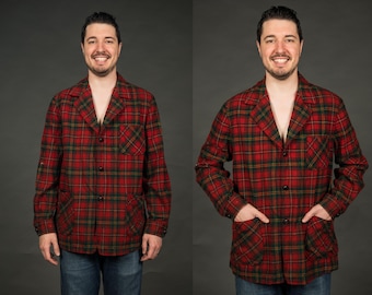 1960s-1970s Pendleton Red Flannel Blazer  - Large