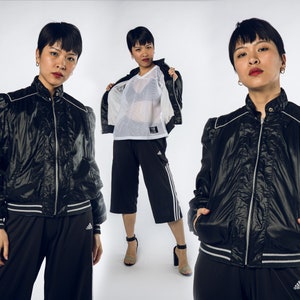 Athletic 1990s Black Sport Bomber Jacket by Current Seen  - Medium