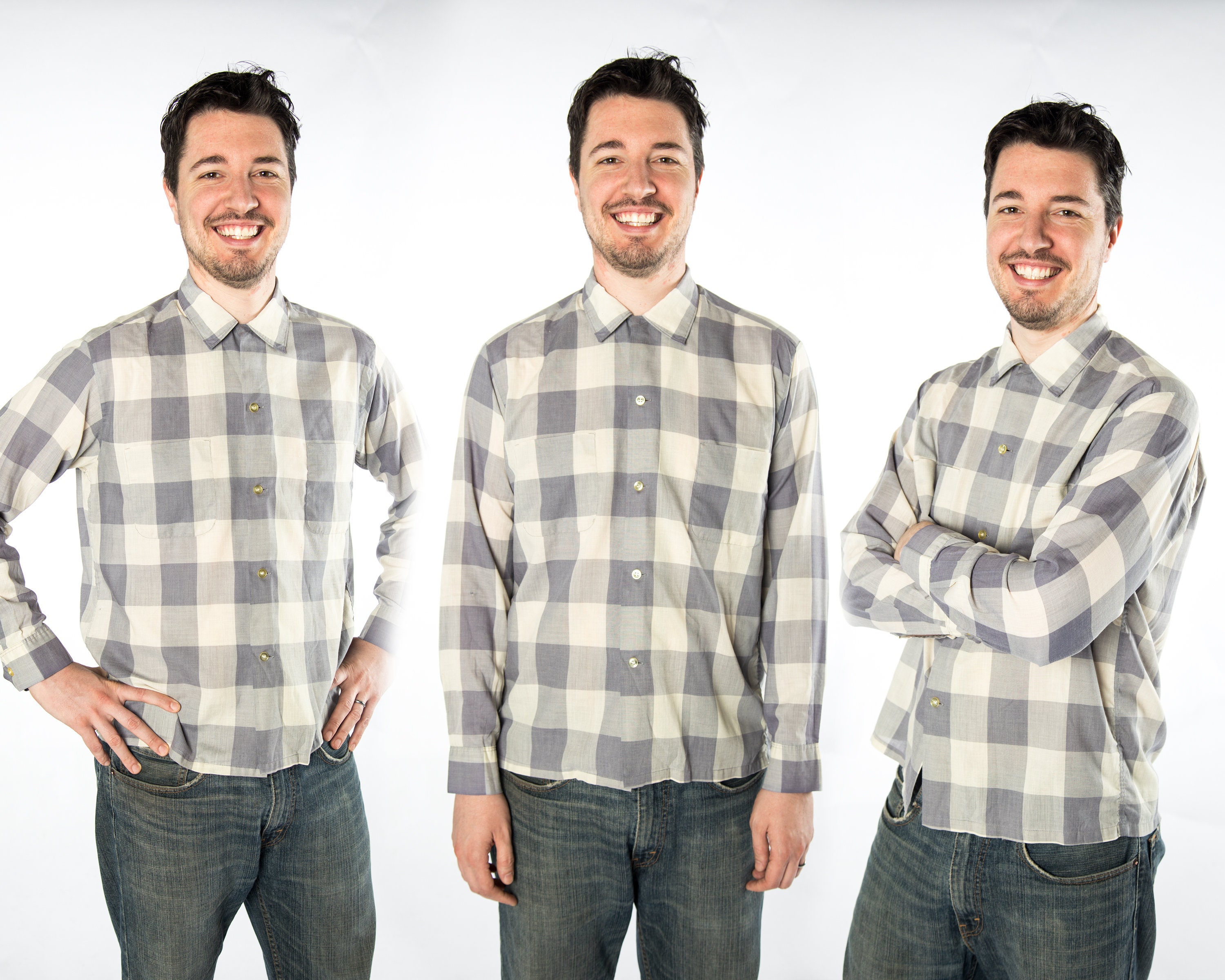 喜ばれる誕生日プレゼント 1960s Pilgrim by Shirt up Button Tones Grey Checkered トップス