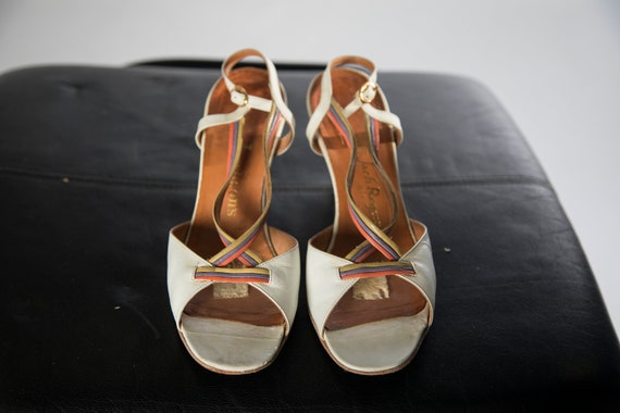 1960s Peep Toe Jack Rogers 8 1/2 M White Strappy … - image 4